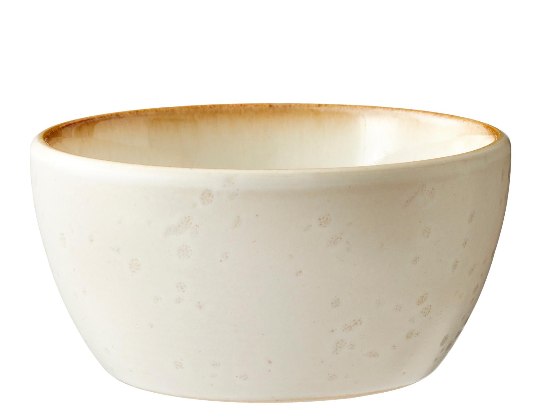 Bitz schaaltjes van zwart aardewerk,  binnenwerk kleur mat creme - 10 cm - set van 4 stuks (in prachtige gift box) - Accessoire Loods
