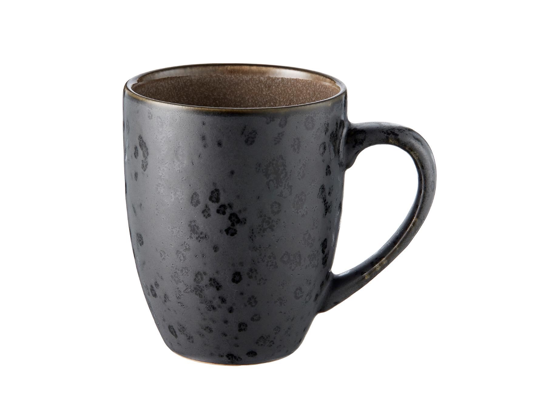 Bitz koffie / thee) mok (300ml) van zwart aardewerk met (donker) gekleurde binnenkant (4-Delig) - Accessoire Loods