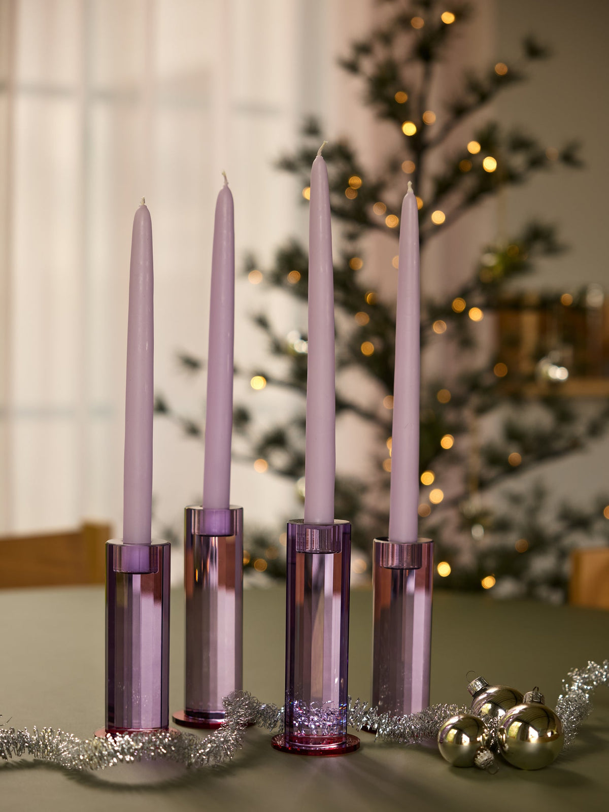 Cut Candleholder Purple (set of 2) - Hübsch - Accessoire Loods