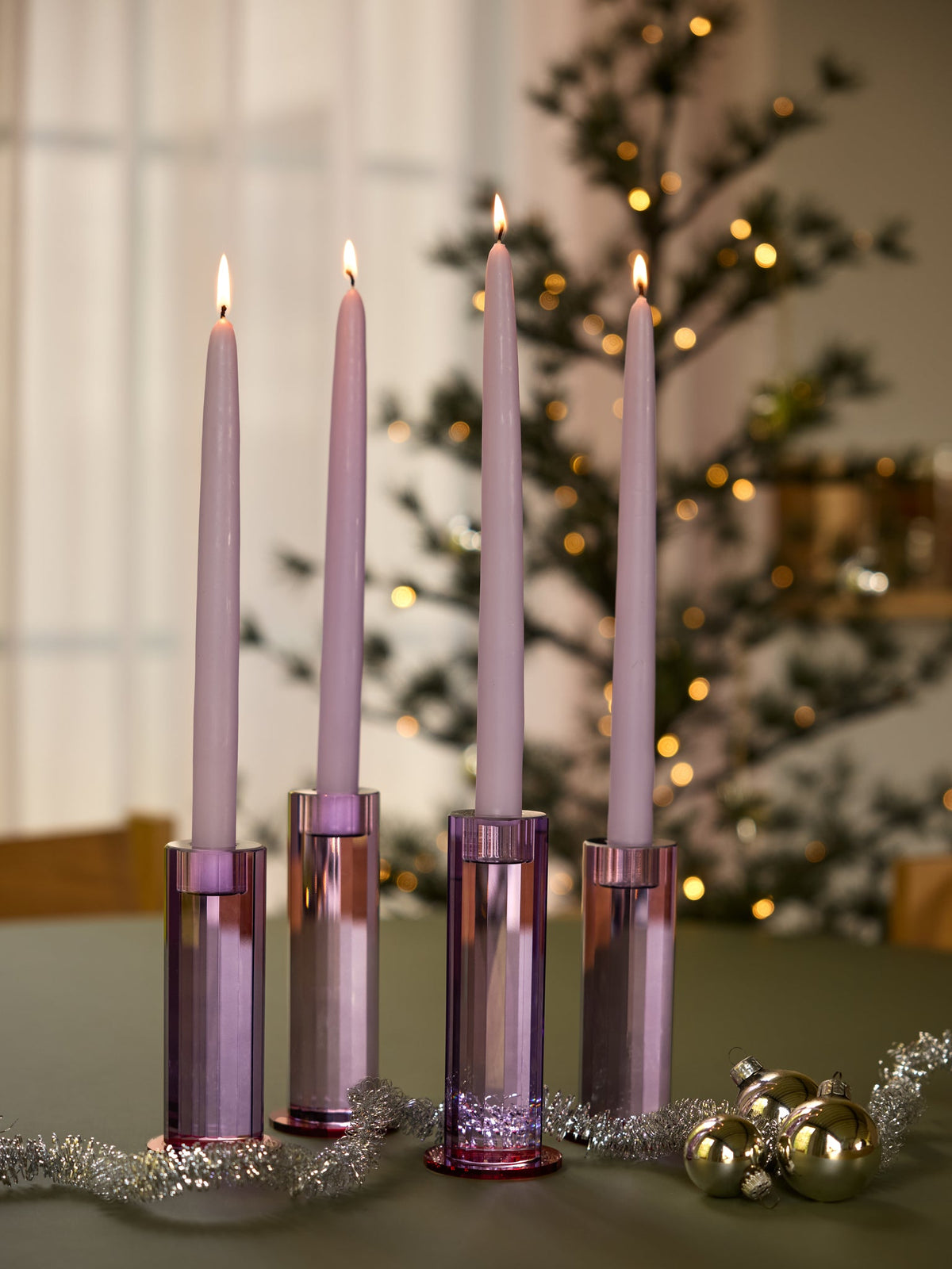 Cut Candleholder Purple (set of 2) - Hübsch - Accessoire Loods