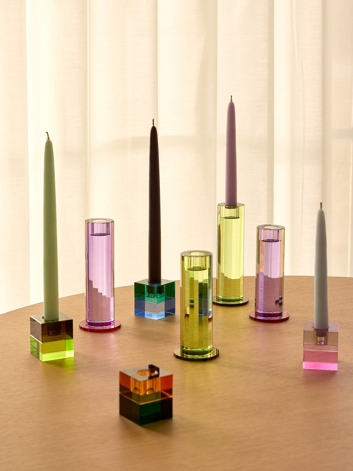 Cut Candleholder Purple (set of 2) - Hübsch - Accessoire Loods