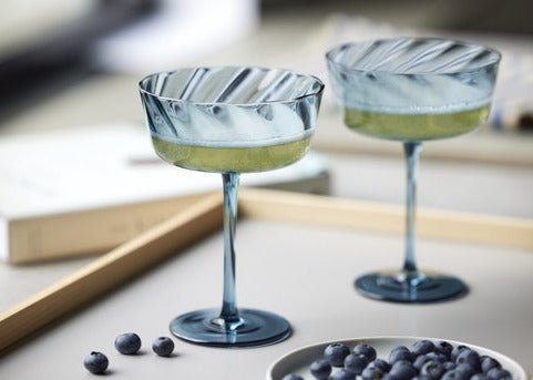 Lyngby Glas - Vienna - Mondgeblazen champagne kommen 4x 35 cl - Blauw - Lyngby Glas - Accessoire Loods