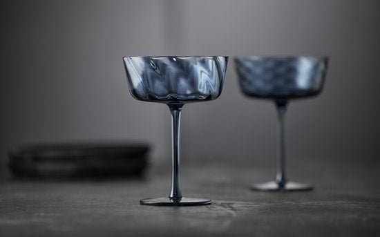 Lyngby Glas - Vienna - Mondgeblazen champagne kommen 4x 35 cl - Blauw - Lyngby Glas - Accessoire Loods