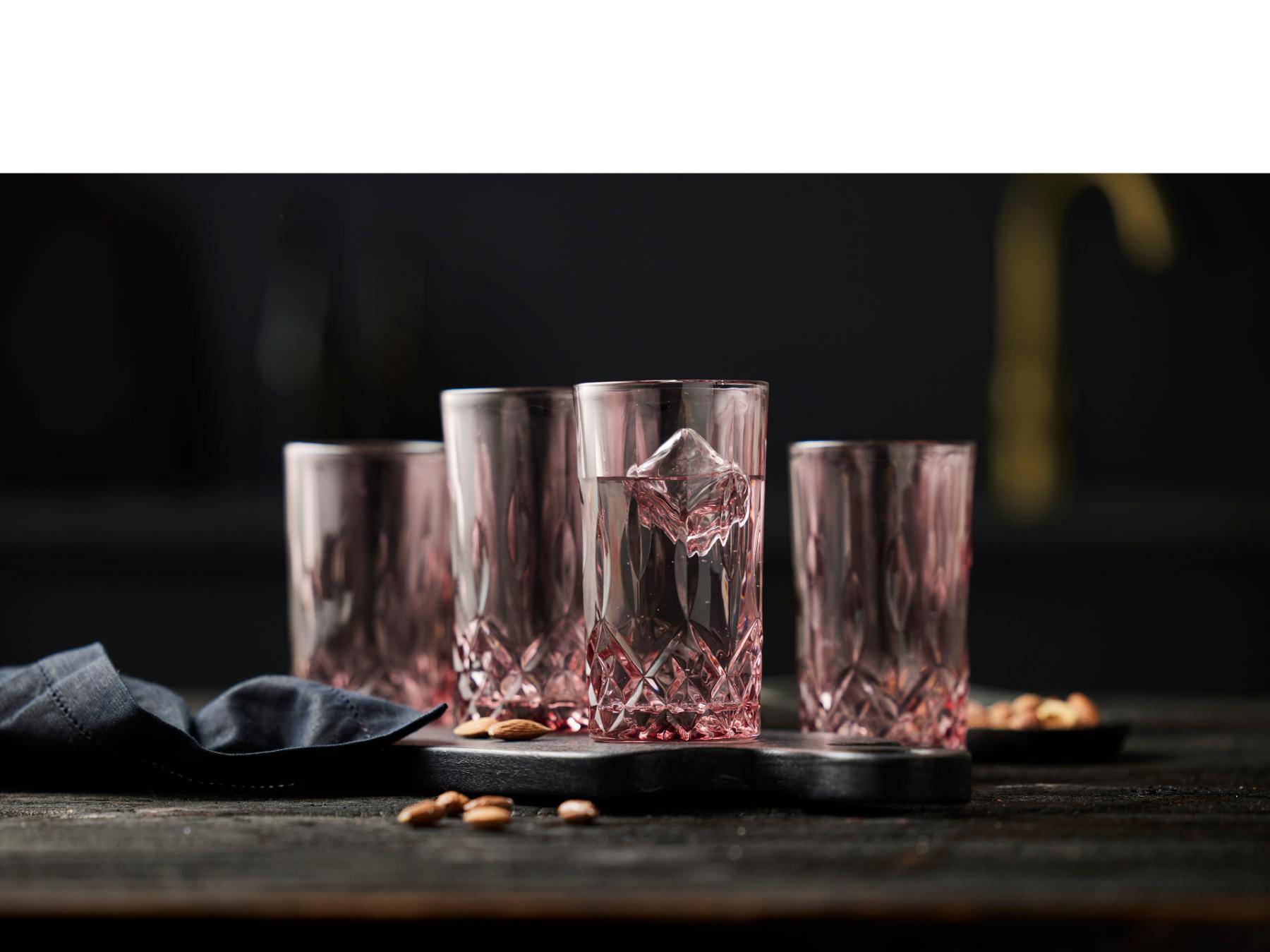 Lyngby Longdrinkglazen - Lyngby whiskeyglazen - set - Roze - Lyngby Glas - Accessoire Loods