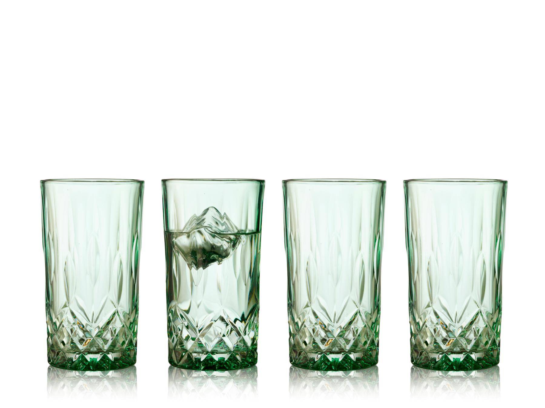 Lyngby Longdrinkglazen Sorrento (Groen - 380ml) - set van 4 stuks - Lyngby Glas - Accessoire Loods