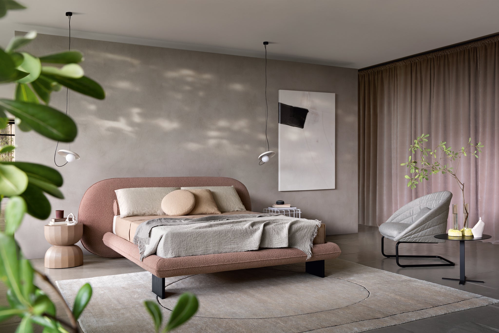 Wire Pendant @ 24cm.G9 textured mink - Milan - Accessoire Loods