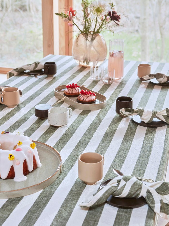 OYOY Living Striped Tablecloth Choko (Donkerbruin) - OYOY Living - Accessoire Loods